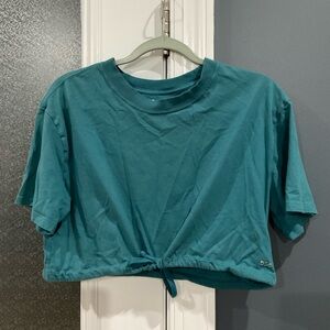 Teal Drawstring Crop Top